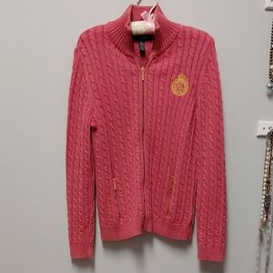 Ralph Lauren Pink Knit Cardigan, Size Large